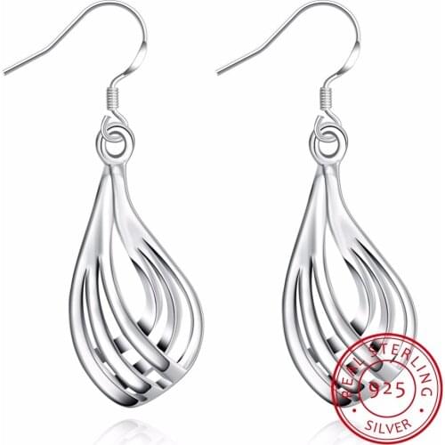 925 Sterling Silver Fine Jewelry Water Drop Dangle Earrings For Women Wedding Jewelry Earrings Brincos Vintage High Quality