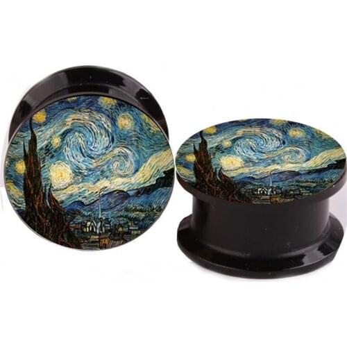 2PCS New Punk Blue Hot Acrylic Ear Gauge Taper And Plug Stretching Kits Flesh Tunnel Expansion Body Piercing Jewelry Gift