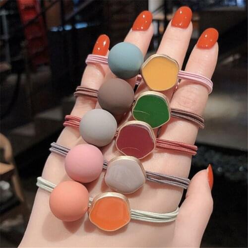 2021 New Arrive Hot Selling Fashion Korean Style Colored Acrylic Balls Decor Hair Band Women Girl Student Hair Rings Headpiece