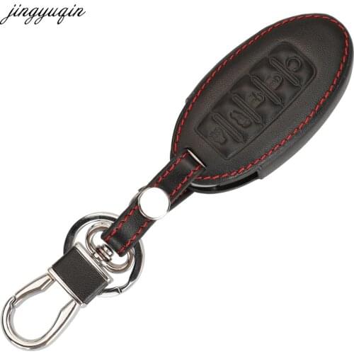 Jingyuqin 5 Buttons Remote Leather Car Key Cover Case For Nissan Murano 2016-2017 Altima Maxima Infiniti EX FX G37 Q60 QX50 QX70