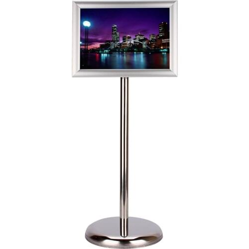 A4 Adjustable Snap Frame Display Floor Stand Board Poster Sign Menu Holder Stainless Steel Lifting Display Rack (Panel + Base)
