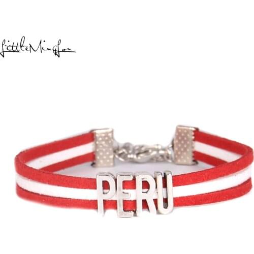 Little MingLou Infinity love PERU Bracelet heart Charm bracelets & bangles for Women men leather braid country jewelry
