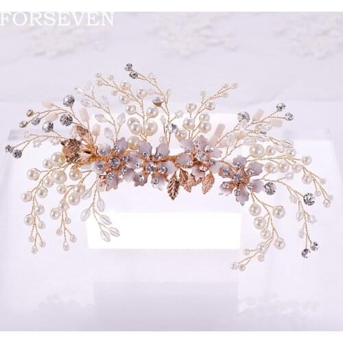 Flower Pearl Hair Clips Womens Jewelry Hairpins Wedding Hair Jewelry Rhinestone Pearl Wedding Ceremony Bride Hair Ornaments
