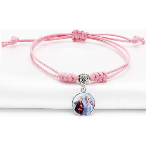 Disney new Frozen 2 children cartoon princess bracelet elsa Anna Oalf hand-knitted rope bracelet girl gifts doll accessories