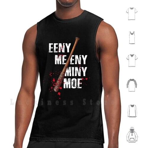 Eeny Meeny Miny Moe Banned Design Tank Tops Vest 100% Cotton Walking Dead Baseball Bat Zombies Lucille Negan