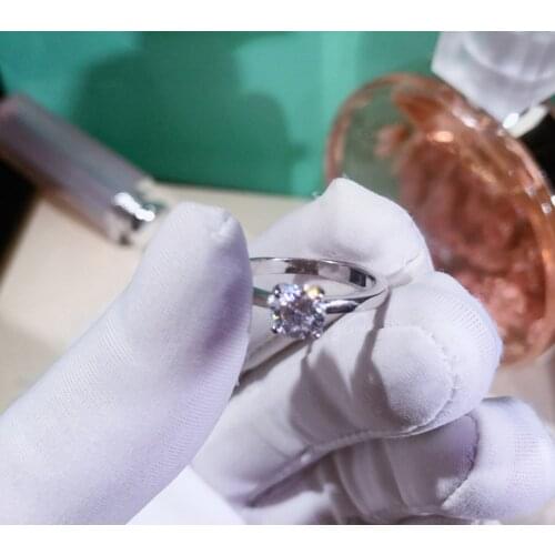 Hot Sale 925 Sterling Silver CZ Engagement Round Zirconia Rings 4 claws Wedding Ring Bridal Fashion Jewelry For Women Gift