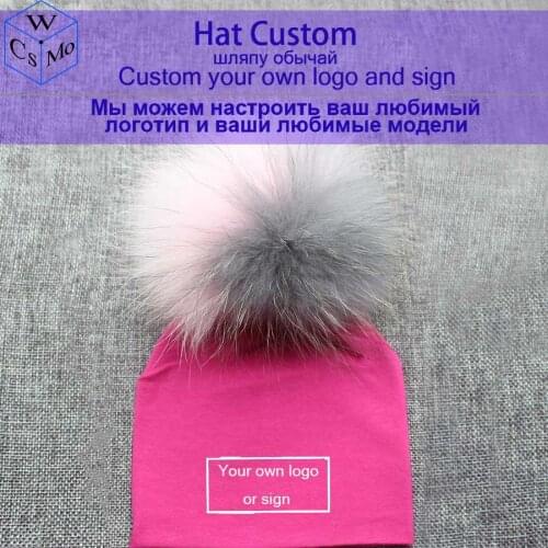 Print Cotton Raccoon Pom Pom Custom For Baby Hat Newborn Hat Girl Boy 0-3Years Kids Children Toddler Infant Beanie Knit Cap