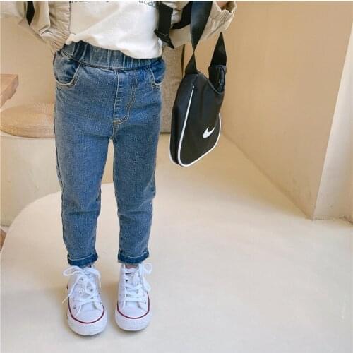 2021 Korea style girls boys denim pants autumn fashion kids long jeans pants 2-8 years