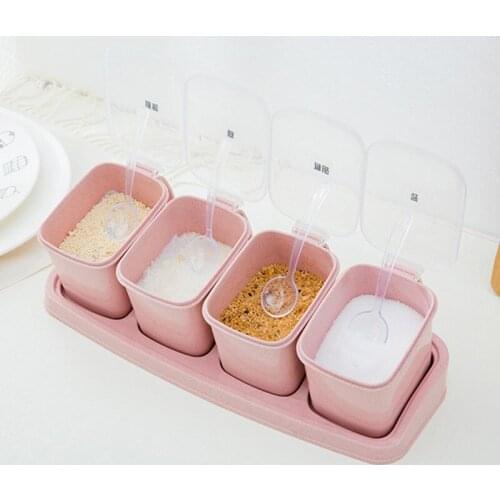 Wheat Straw Taste Box Northern European Creative-divided Tank Seasoning Storage Box Four-layer Home Tool Kitchen Accessories