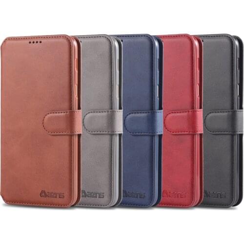 AZNS Leather Wallet Case for Samsung A6 A7 A6+ A8 Star A8+ A9 J8 2018 A6S A8S A9S Luxury Flip Cover Coque Card Slots Magnetic