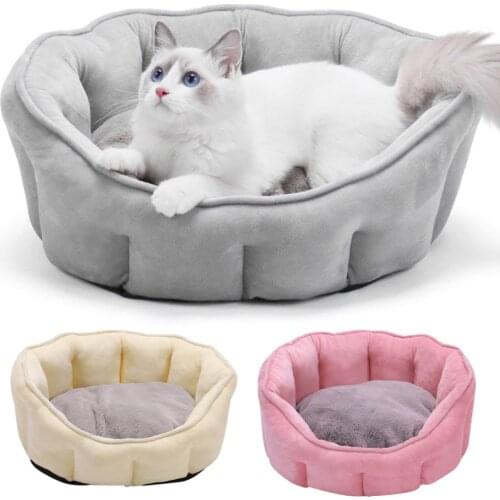 Cat Pet Bed High Walls Design Sleeping Anti Slip Indoor Ultra Soft Dog Cat Home Washable Plush Portable Solid Winter Warm
