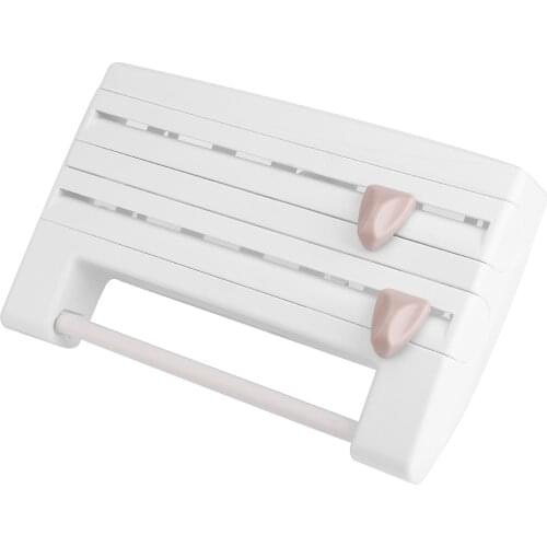 Kitchen Mutifunction Wall-Mount Paper Towel Holder Sauce Bottle Storage Rack 4 In 1 Plastic Film Cutter Kitchen Organizer