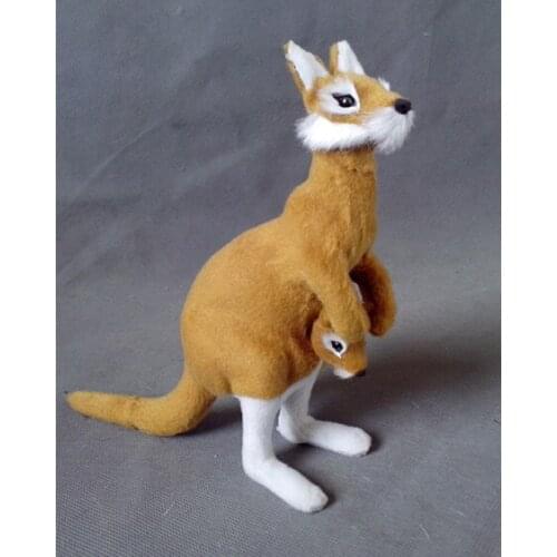 Simulation cute standing kangaroo 15x17 cm model polyethylene&furs kangaroo model home decoration props ,model gift d277