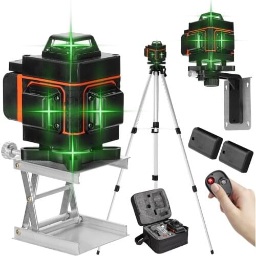 KKmoon Multifunctional 16 Lines 4D Laser Level Horizontal and Vertical Cross Lines Self-leveling 360 Laser Level + Extension Bar