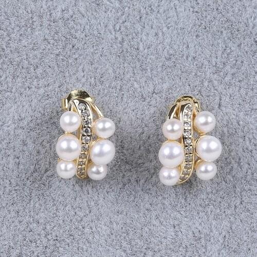 Fashion silver jewelry 925 earrings with 3-4mm freshwater pearl