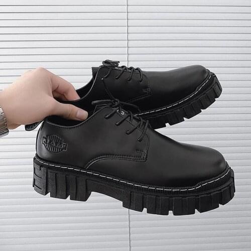 Mens Low Top Martin Boots Trend Leather Shoes Platform Shoes Autumn Ankle Boots Fashion Dress Shoes Botas Masculinas Em Couro