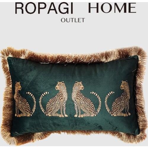Fringed Cushion Cover Leopard Cheetah Print Lumbar Pillow Case Luxury Coussin Dark Green Burgundy Black Drop Ship Fall Decor
