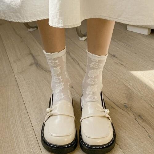 Sannian Socks Womens Tube Socks Pure Cotton Cute Thin Stockings Retro Candy Color Spring And Summer Lolita Cosplay Socks