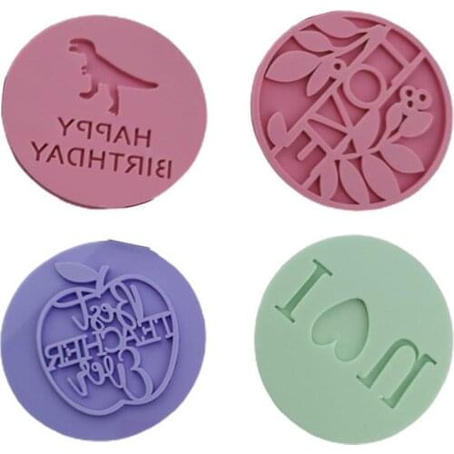 New Happy Birthday Letter Cookie Mold Cutter Stamp Embosser Holiday Fondant Plastic Cutter Cake Mould Fondant Baking Tools