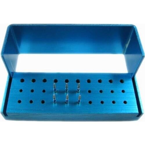 New 30 Holes Dental FG Burs Holder Block Aluminium Autoclave Disinfection Box Dental Lab Equipment