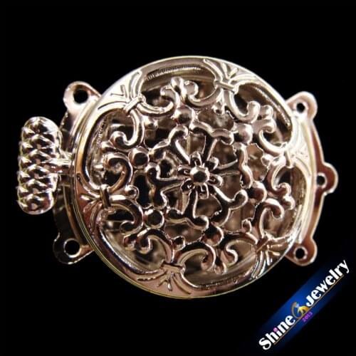 Wholesale 3 Strings Filigree Silver Plating Flower Box Clasps 22X32mm FINDINGS Pearl clasp beads clasp Free shipping