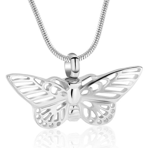 IJD8144 Top Quality BUTTERFLY Black Plating 316L Stainless Steel Cremation Jewelry for Ashes Wholesale or Retail