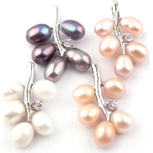 6x8mm Natural Oval Shape Freshwater Pearl Beads White Tibetan Silver For Women Christmas Gift Fashion Pendant 1 Pc 28mm