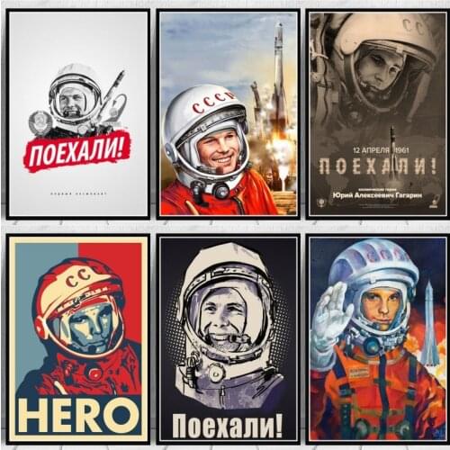 Space Heroes Yuri Gagarin Posters And Prints Wall Art Pictures For Living Room Vintage Canvas Painting Decorative Home Decor