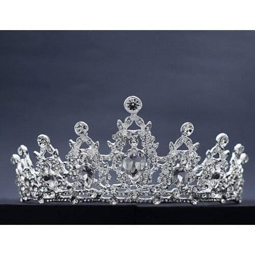 OKILY Elegant Crystal Wedding Bride Accessories Baroque Rhinestone Vintage Crown Headband for Girl Hairband Bridal Veil Jewelry