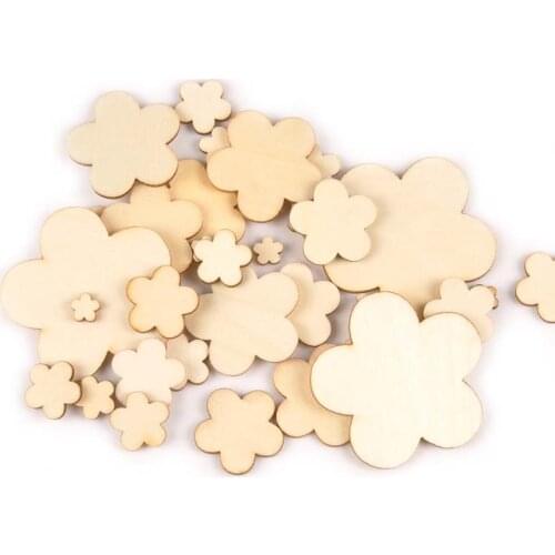 Mixed Flower 10-80mm Natural Wood Slices Home Decor Accessories Unfinished Wooden Handicraft For DIY Crafts Ornaments M1962