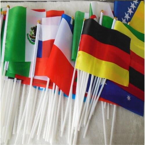 Hand Held Flags With Poles Word Cup 32 Countries Small Hand National Team Flags With 14*21CM