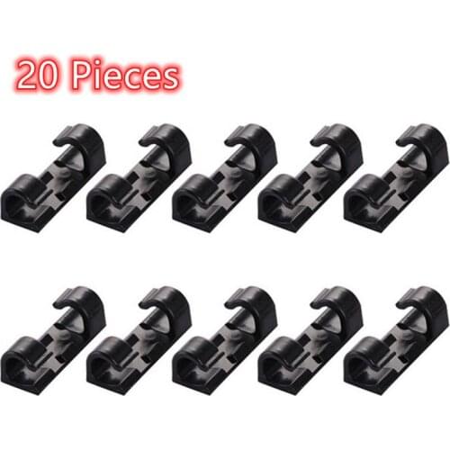 20Pcs Self-adhesive Cable Clips Organizer Desk Mouse Cable Wire Holder TV PC Cord Office Home Kitchen Gadgets And Accessories