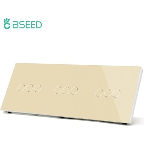BSEED Touch Light Switches Glass Panel Touch Sensor Wall Switch 9Gang 1Way Switches Dark Blacklight White Black Golden 300W/Gang