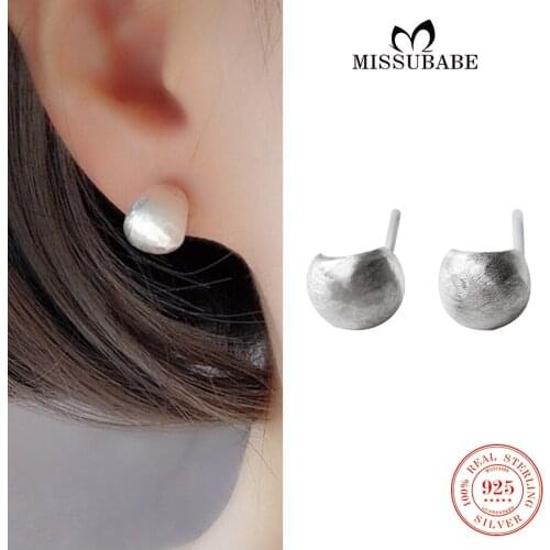 100% 925 Sterling Silver Stud Earrings Arc-Shaped Retro Classical Ear Studs Minimalist Elegant Fine Jewelry Gift for women