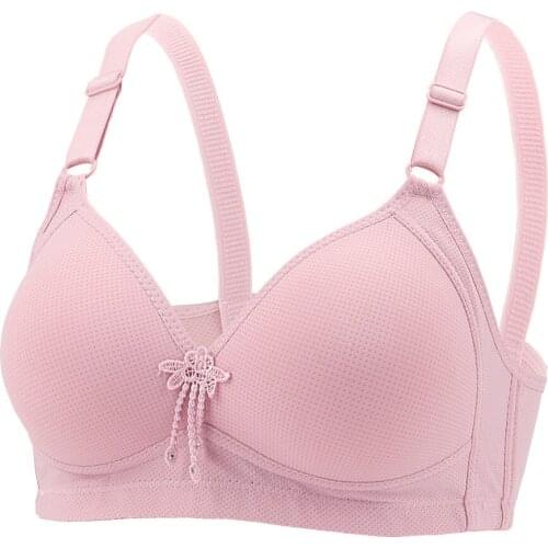 Sitonjwly Thin Soft Plus Size 38-46 B C Cup Bras for Women LingeriBrassiere Mommy Large Size Pink Solid Color Bralette Underwear