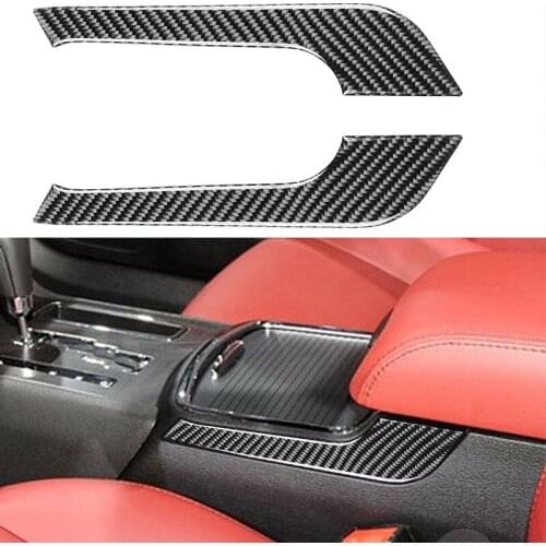 1 Pair Black Carbon Fiber Car Interior Cup Holder Panel Side Covers Trims Stickers Fit For Dodge Charger 2011 2012 2013 2014