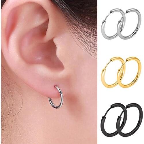 1 Pair Stainless Steel Fashion Punk Unisex Ear Hoop Circle Earrings Jewelry Gift For Women Circle Earring Korean Earring