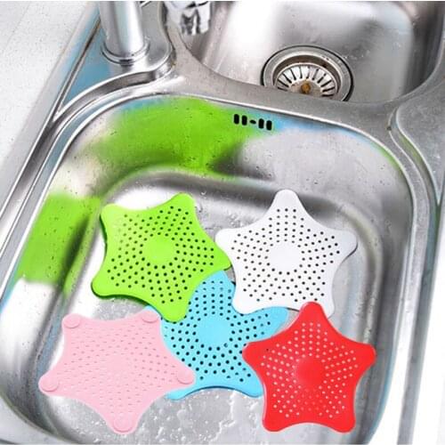 1PC Colorful Seastar Silicone Strainer Kitchen Sink Floor Drain Hair Catcher Shower Sink Filter For Home Bathroom Accessories
