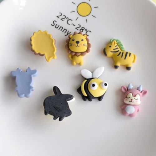 10Pcs Cartoon Bees Dinosaur Animal Planar Resin DIY Hairpin Earrings Crafts Materials Wallet Phones Flat Back Resin Decor Patch