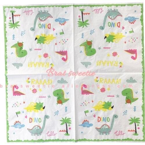 12pcs Dinosaur Napkins Dino Disposable Tableware Kids Boys Birthday Party Decoration Baby Shower Supplies
