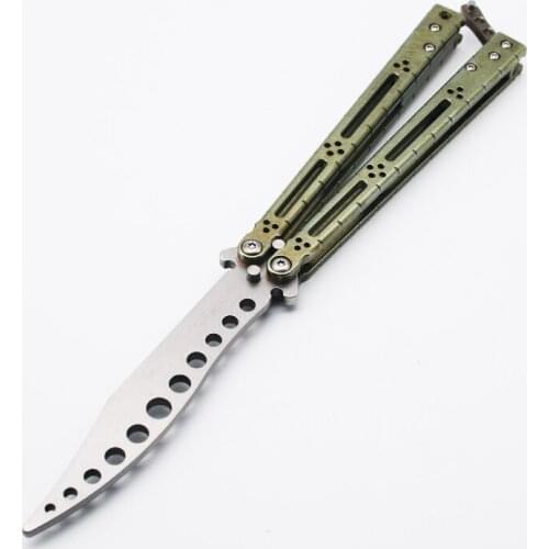 3 Colors Basilisk HOM Butterfly Trainer Knife Titanium Handle D2 Mirror Blade Jilt Knife Hunting Tactical Folding Survival Knife