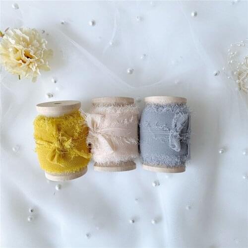 3rolls/set roll ins style Handmade Chiffon Frayed Edged Silk ribbon wedding bouquet streamers photography styling, gift wrapping