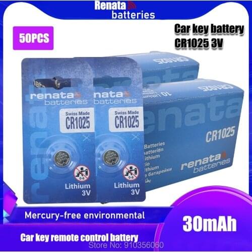 50PCS Renata CR1025 Button Batteries DL1025 BR1025 KL1025 Cell Coin Lithium Battery 3V CR 1025 For Watch Electronic Toy Remote