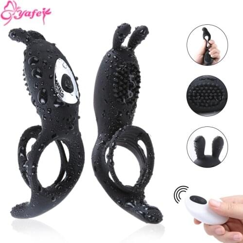 Wireless Remote Penis Vibrating Cockring Delay Ejaculation Rings Vibrators for Men Rabbit Clitoris Stimulator for Women Sex Toy