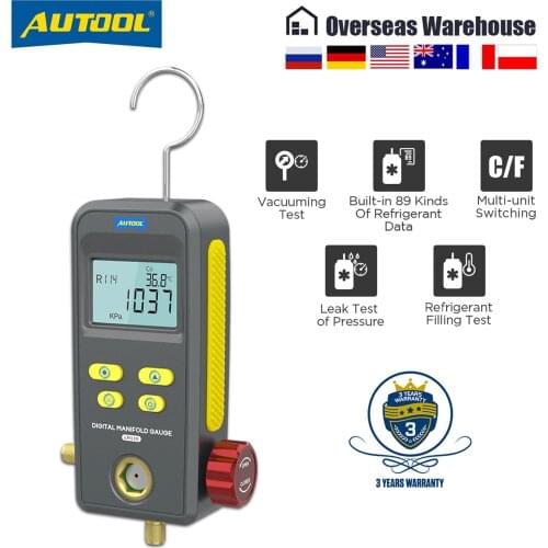 AUTOOL LM110 Digital Manifold Gauge Refrigeration Car And Household Air Condition Pressure Vacuum Tester Temperature Meter Test