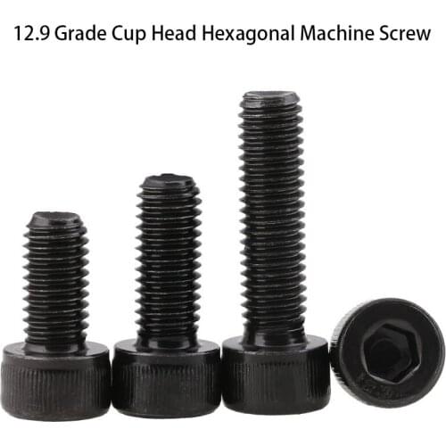 DIN912 12.9 Grade Cup Head Hexagonal Machine Screw DIN912 Half Tooth Cylindrical Head Bolt Hex Socket Cheese Head Screw 10PCS