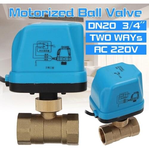 3/4'' Electric Motor Valve Brass G3/4" 2 Way 220V Motorized Valve With 3 Wires DN20 Electric Ball Valves For Water Control
