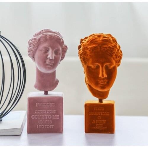 Flocking Venus Portrait Nordic Simple Colored Resin Crafts Ornaments Study Room Living Room Home Decoration Furnishings