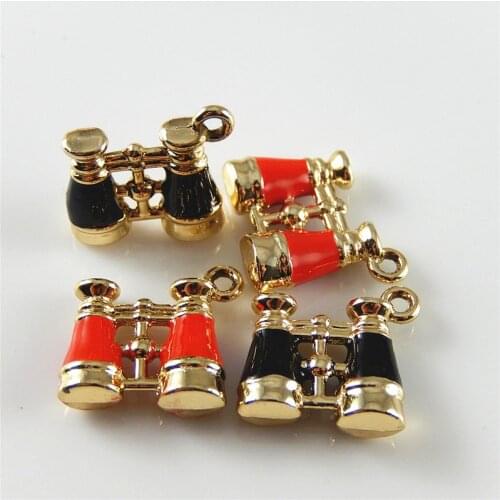 GraceAngie 10PCS Alloy Romantic Red Black Charms Simulate Mini Telescope Suspension Pendant Jewelry Earring Necklace Accessory