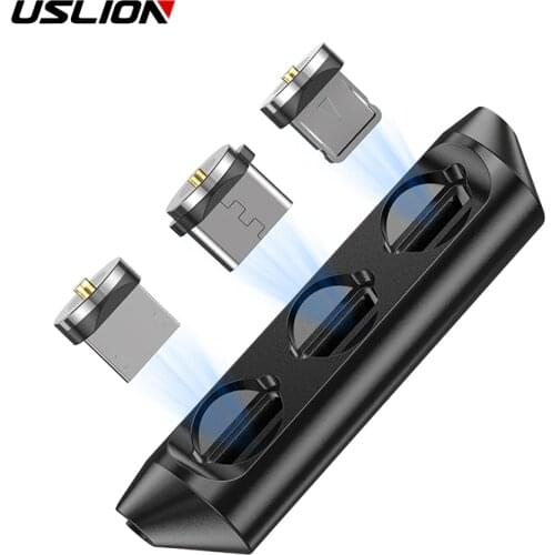 USLION Magnetic Plug Box Portable Storage For iPhone Type C Micro USB Cable Plug Magnet Connector Head Container Cable Plug Case